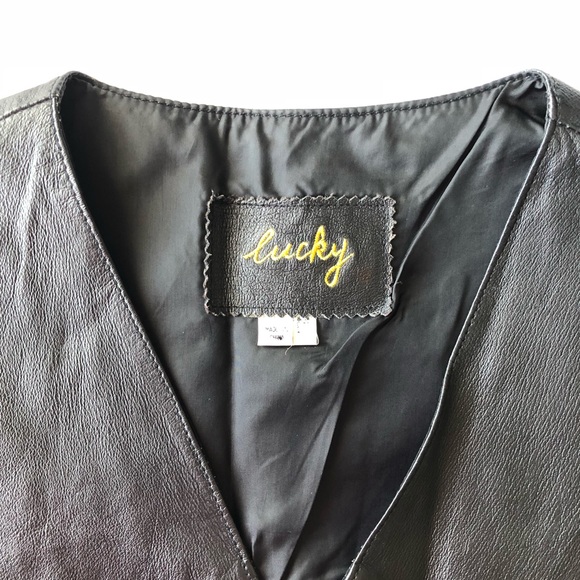 Vintage Lucky leather motorcycle vest size M - Picture 3 of 4
